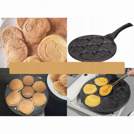 Tigaie pentru clatite cu 7 forme Smile Pancakes VarioShop®, Diametru 26 cm, 7 zone de gatit, Confectionata din otel antiaderent, Acoperire ceramica, Compatibila cu plite cu inductie, electrice, cerami [7]