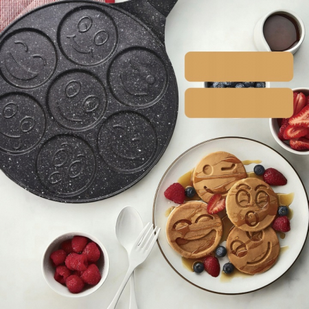 Tigaie pentru clatite cu 7 forme Smile Pancakes VarioShop®, Diametru 26 cm, 7 zone de gatit, Confectionata din otel antiaderent, Acoperire ceramica, Compatibila cu plite cu inductie, electrice, cerami [1]