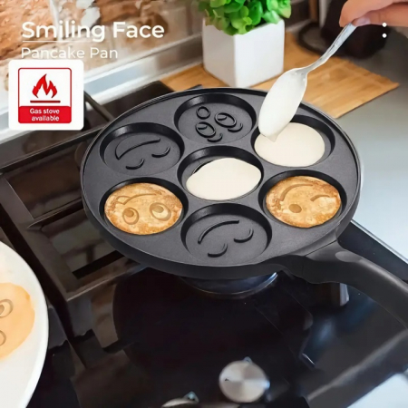 Tigaie pentru clatite cu 7 forme Smile Pancakes VarioShop®, Diametru 26 cm, 7 zone de gatit, Confectionata din otel antiaderent, Acoperire ceramica, Compatibila cu plite cu inductie, electrice, cerami [5]