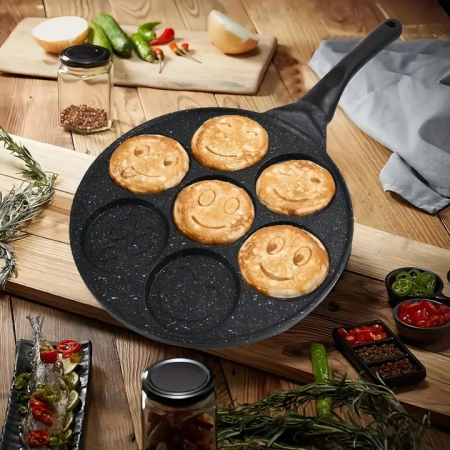 Tigaie pentru clatite cu 7 forme Smile Pancakes VarioShop®, Diametru 26 cm, 7 zone de gatit, Confectionata din otel antiaderent, Acoperire ceramica, Compatibila cu plite cu inductie, electrice, cerami [3]