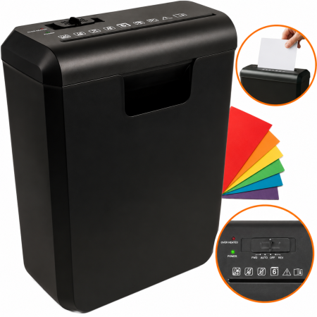 Organizare birou și arhivare - Tocator automat de hartie VarioShop®, taiere 6 mm, functie AUTO/REV/FWD/OFF, cos 10 L, nivel securitate P-2, protectie supraincalzire, negru