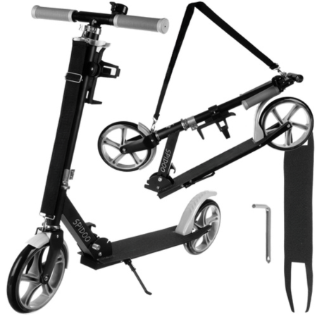 Trotinete - Trotineta pliabila copii VarioShop®, cu roti 200 mm, ghidon reglabil 3 nivele, frana de picior, usoara si portabila, cu accesorii incluse