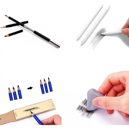Trusa profesionala pentru schite VarioShop®, set desen cu 32 elemente, grafit, carbune, creioane, geanta inclusa, Negru [37]