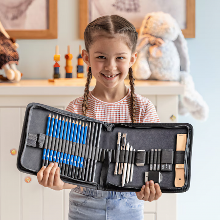 Trusa profesionala pentru schite VarioShop®, set desen cu 32 elemente, grafit, carbune, creioane, geanta inclusa, Negru [8]