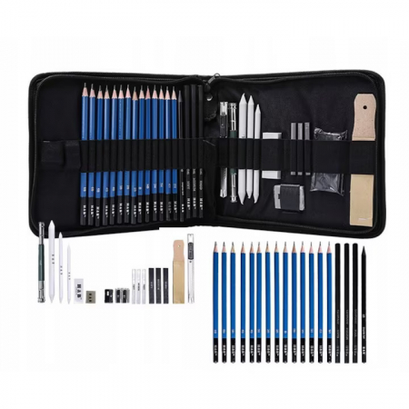 Trusa profesionala pentru schite VarioShop®, set desen cu 32 elemente, grafit, carbune, creioane, geanta inclusa, Negru [16]