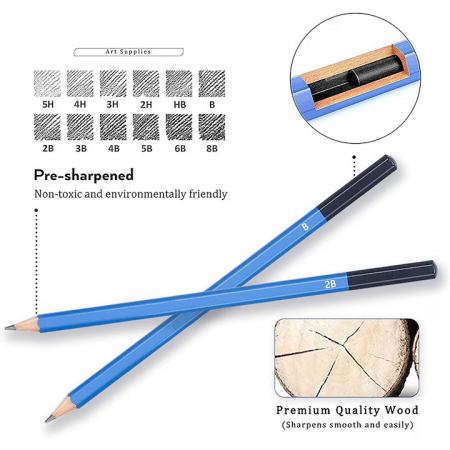 Trusa profesionala pentru schite VarioShop®, set desen cu 32 elemente, grafit, carbune, creioane, geanta inclusa, Negru [2]