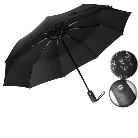Cadou pentru EA - Umbrela automata mare VarioShop®, rezistenta la vant, cu husa, deschidere si inchidere automat, compacta, 108 cm, negru