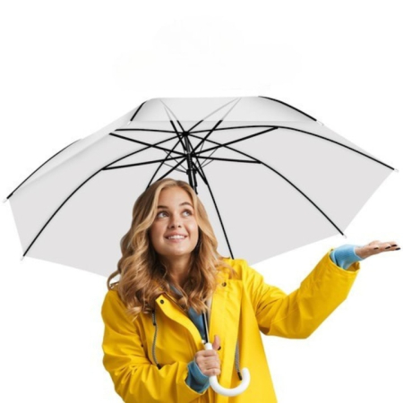 Cadou pentru EA - Umbrela transparenta automata VarioShop®, design elegant, functionalitate maxima, ideala pentru plimbari urbane, evenimente si sesiuni foto, 93 cm