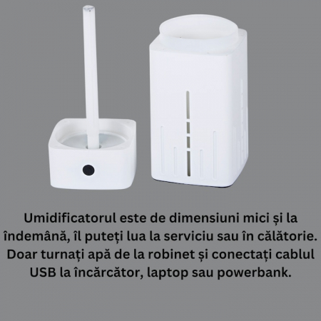 Umidificator de aer VarioShop®, cu iluminare de fundal, pentru birou, dormitor, camera copiilor, silentios, capacitate 1000 ml, alimentare cablu USB, 22x10x10 cm, Alb [1]