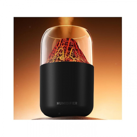 Umidificator de aer VarioShop®, tip vulcan cu difuzor si aromaterapie, capacitate 300 ml, iluminare RGB, oprire automata, pentru dormitor, birou, living, 14.5 x 8.5 cm, Negru [6]