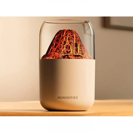 Umidificator de aer VarioShop®, tip vulcan cu difuzor si aromaterapie, iluminare RGB, oprire automata, pentru dormitor, birou, living, capacitate 300 ml, 14.5 x 8.5 cm, Alb [5]