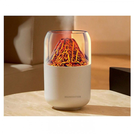 Umidificator de aer VarioShop®, tip vulcan cu difuzor si aromaterapie, iluminare RGB, oprire automata, pentru dormitor, birou, living, capacitate 300 ml, 14.5 x 8.5 cm, Alb [13]