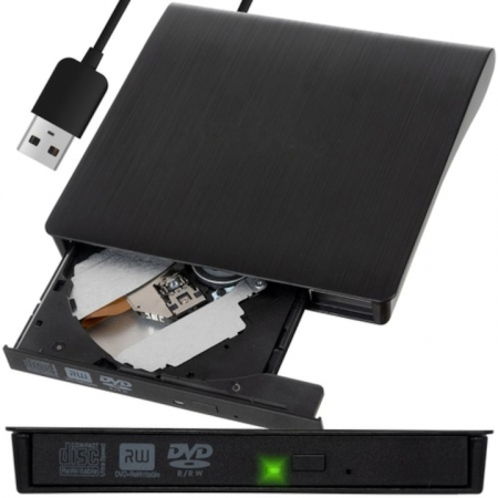 Unitati optice externe - Unitate CD externa VarioShop®, USB 3.0, CD / VCD / DVD Burner Writer, Plug and Play,8X / 24X, Compatibil cu Windows/ Linux/ Mac OS, Negru
