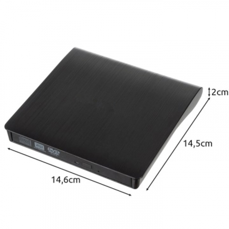 Unitate CD externa VarioShop®, USB 3.0, CD / VCD / DVD Burner Writer, Plug and Play,8X / 24X, Compatibil cu Windows/ Linux/ Mac OS, Negru [1]