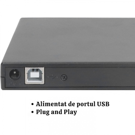 Unitate optica VarioShop® CD-R / DVD-RW / ROM RECORDER, Plug & Play, 24x CD, 8x DVD, USB 3.0, compatibil cu Windows, MacOS, Linux, Negru [1]