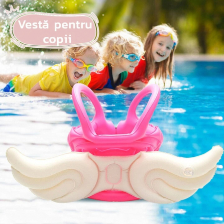 Vesta de salvare gonflabila pentru copii VarioShop®, design confortabil si sigur, perfecta pentru invatarea inotului, plimbari cu barca si distractie fara griji in piscina, lac sau mare, recomandata p [2]