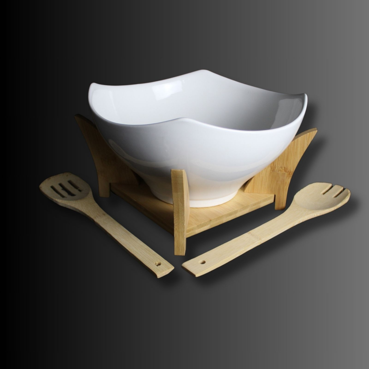 BAMBOO BOWL, bol /vas pentru salata ceramica si bambus [3]