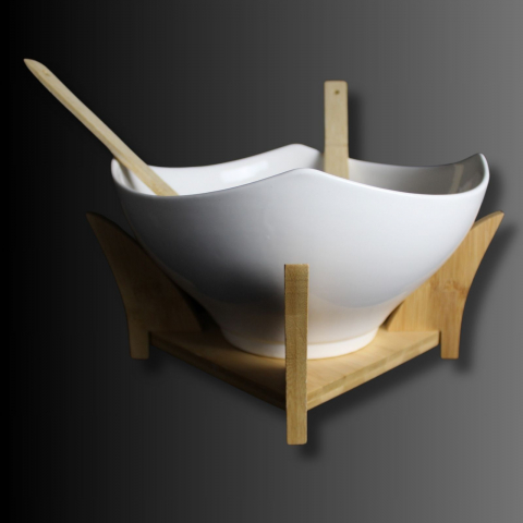 BAMBOO BOWL, bol /vas pentru salata ceramica si bambus [1]