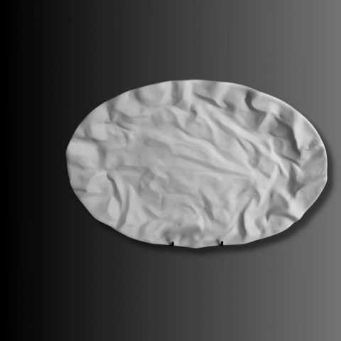 Platouri - Platou rotund texturat porțelan White Sand
