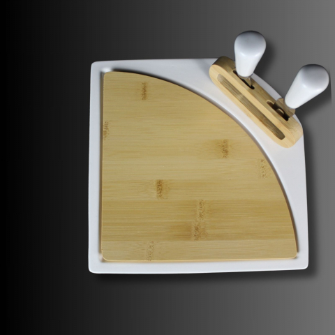 CUT&SERVE, platou branzeturi ceramica si bambus ,cutite incluse [1]