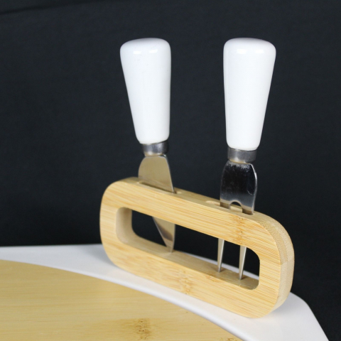 CUT&SERVE, platou branzeturi ceramica si bambus ,cutite incluse [2]