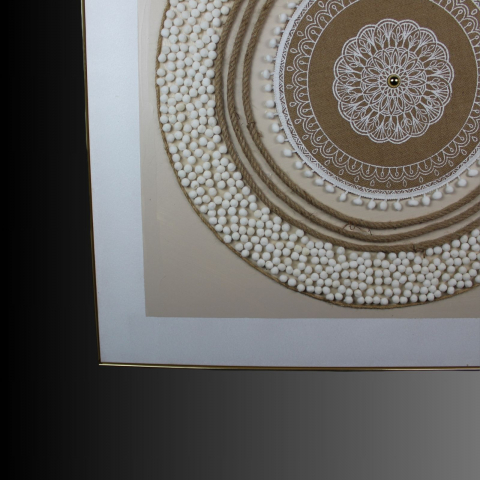 Tablouri - Mandala Naturii, tablou handmade cu aplicații textile, arta și textura în decor