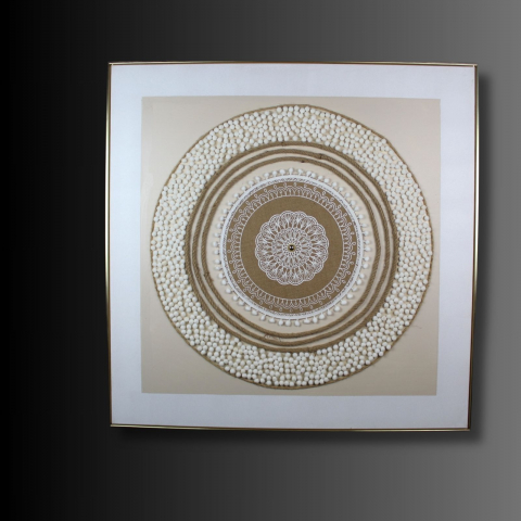 Mandala Naturii, tablou handmade cu aplicații textile, arta și textura în decor [1]