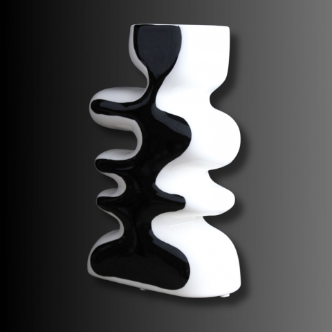 ZIG ZAG, vazǎ decorativă alb negru [1]