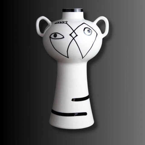 Vaze decorative - Vaza decorativă albǎ cu ilustratii minimaliste PICASSETTE