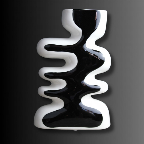 Vaze decorative - ZIG ZAG, vazǎ decorativă alb negru