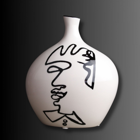 Vaze decorative - Vaza decorativă ceramicǎ albǎ LINEO