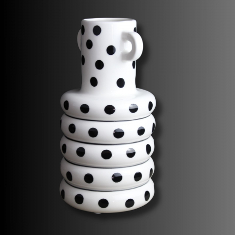 POLKA ,vazǎ decorativă albǎ cu buline negre [1]