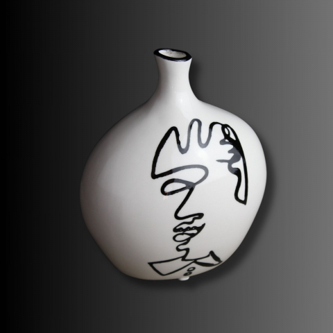 Vaza decorativă ceramicǎ albǎ LINEO [1]