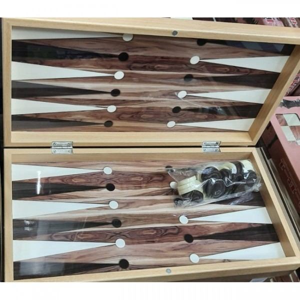 Joc de table, cutie lemn, lacuit, 50 cm, maro crem [4]