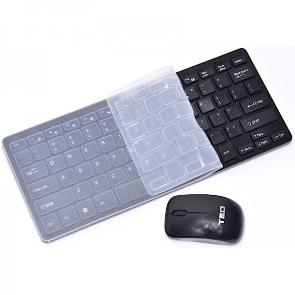 Tastatura Mouse Wireless Mini, protectie, silicon, culoare negru [1]