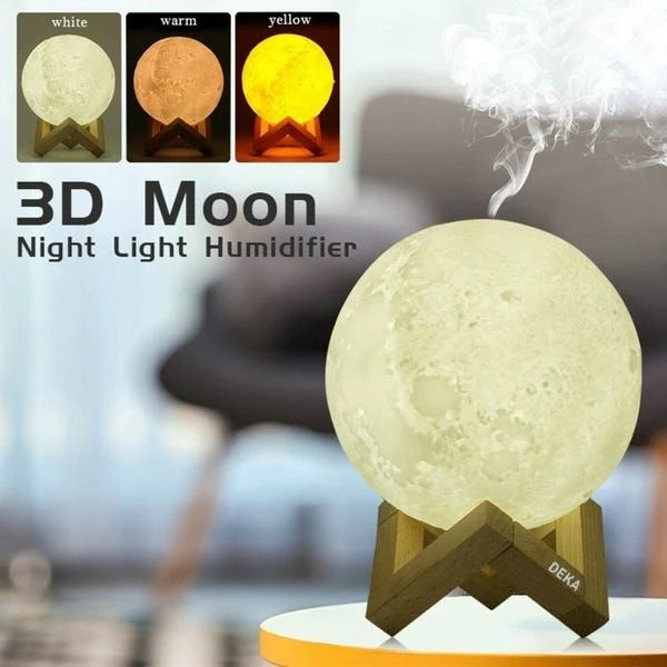 Lampa de veghe si umidifcator pentru camera tip Luna, Moon Lamp 3D [1]