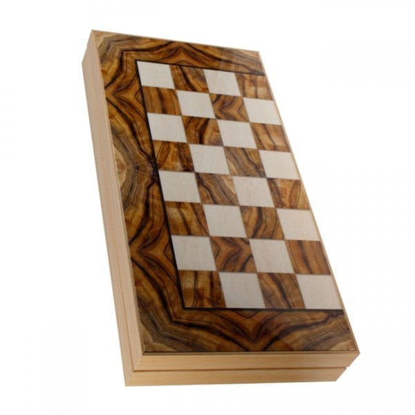Joc de table, cutie lemn, lacuit, 50 cm, maro crem [1]