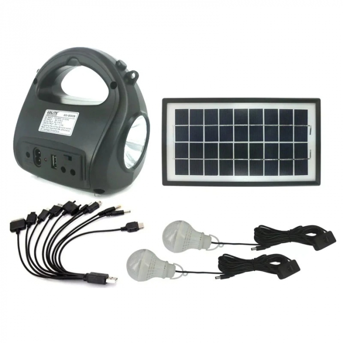 Kit Panou Solar GDLite GD8009 cu Acumulator, USB, Radio si Lumini [1]