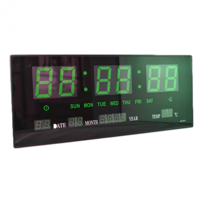Ceas electronic perete Afisaj Digital Verde Led, Termometru, Calendar [1]