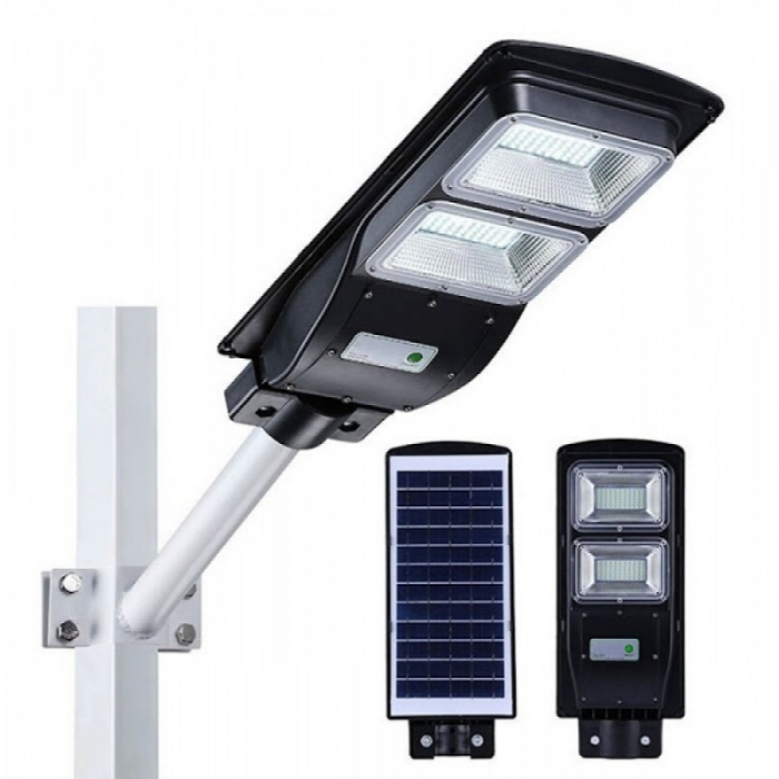 Proiector stradal LED SMD 60W cu senzor, panou solar si telecomanda, suport de perete Cadou [1]