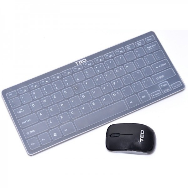 Tastatura Mouse Wireless Mini, protectie, silicon, culoare negru [2]