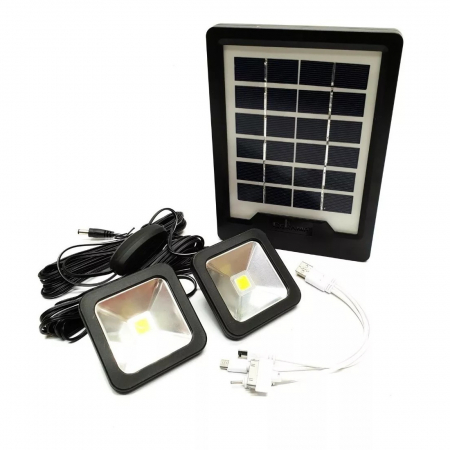 Kit panou solar, CCLAMP, cu lanterna, 2 mini proiectoare cu led, pentru camping [0]