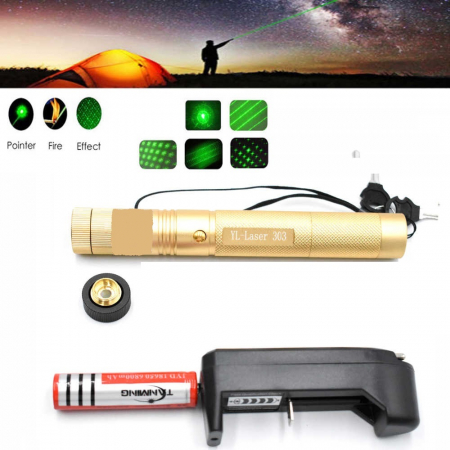 Laser pointer profesional verde puternic cu acumulator, raza 20km, acumulator 9800mAh, 2 chei, incarcator, snur [0]