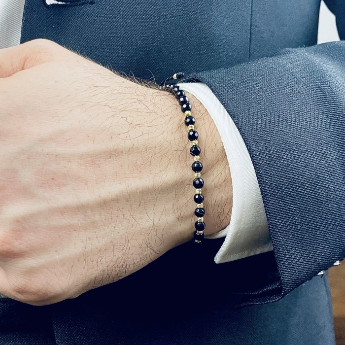 Faceted Onyx and 14K Gold Beads Bracelet [3]
