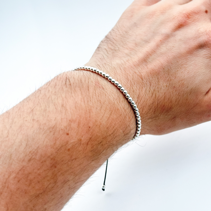 Polished 925 Sterling Silver 3mm Beads Bracelet [2]