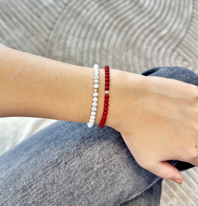 Howlite and 14K Gold Bead Bracelet [2]