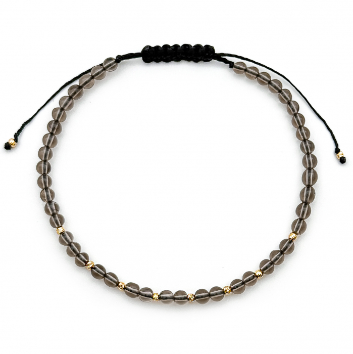 Smoky Quartz Stones with 14K Gold Beads Bracelet [2]