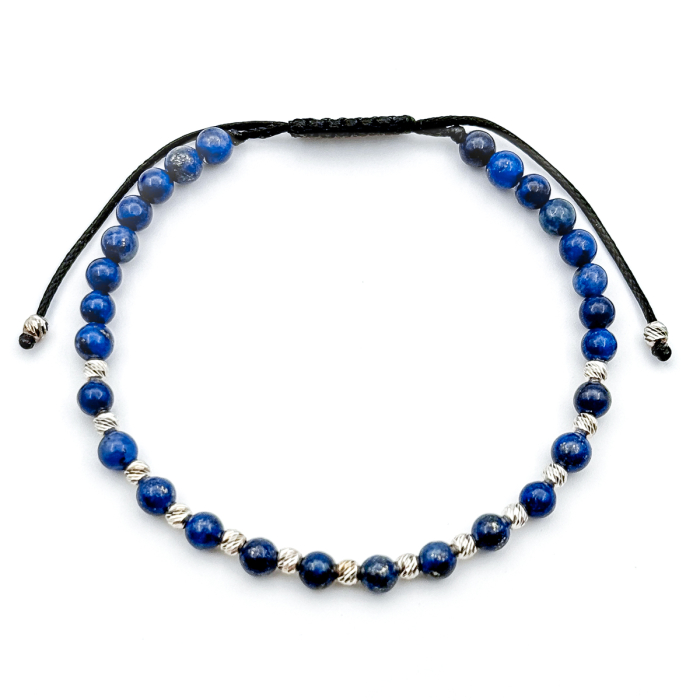 Bratara din Snur Velar cu Lapis Lazuli si Bile din Argint 925 [2]