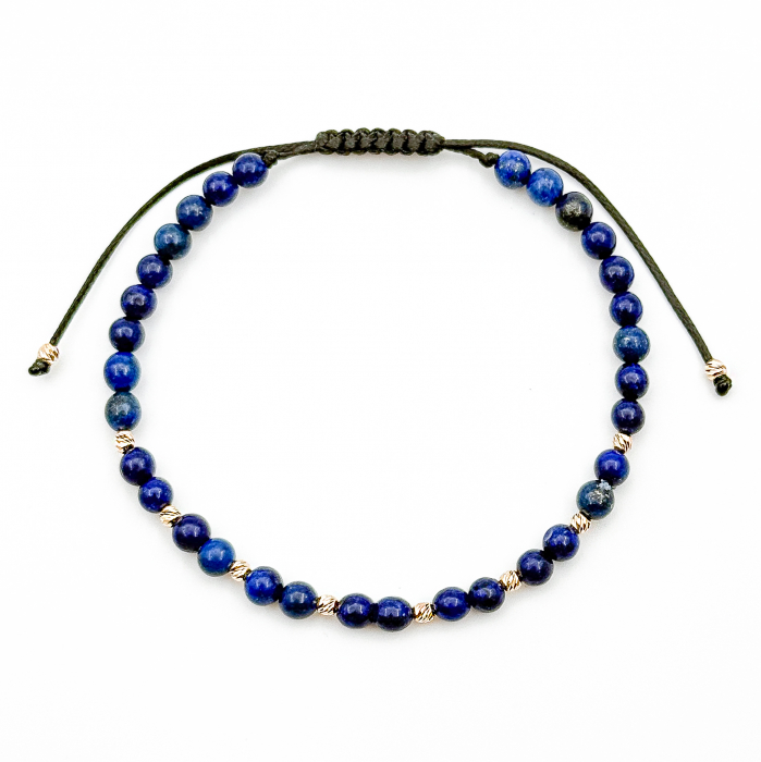 Bratara din Snur Velar cu Lapis Lazuli si Bile din Aur 14K [2]