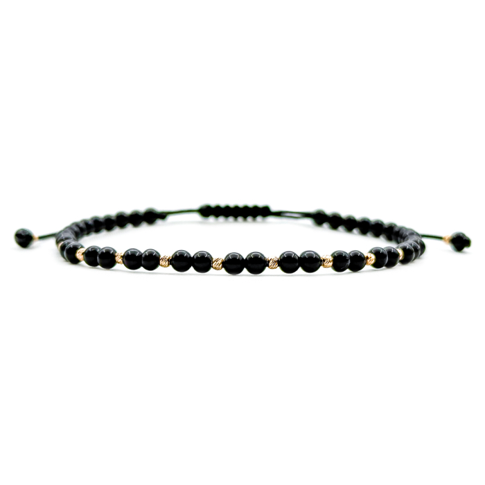 Bratara din Snur Velar cu Onix 3mm si Bile din Aur 14K [1]